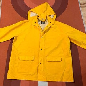 Bright Yellow Hooded Raincoat
